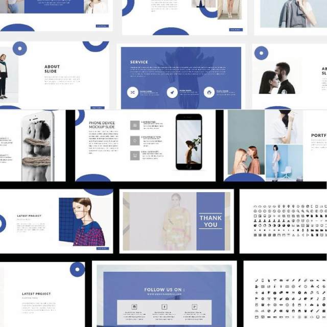 蓝色时尚造型师PPT模板版式设计MNML - Stylist Powerpoint 蓝色时尚造型师PPT模板版式设计MNML - Stylist Powerpoint