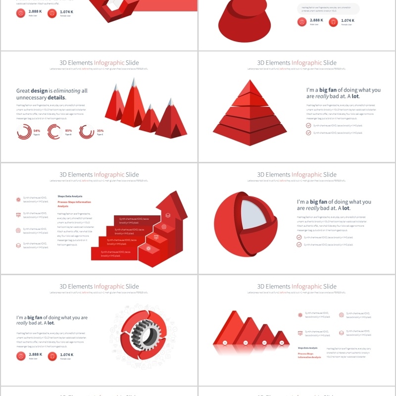 三维元素PPT信息图表素材 3D Elements PowerPoint Infographics Slides