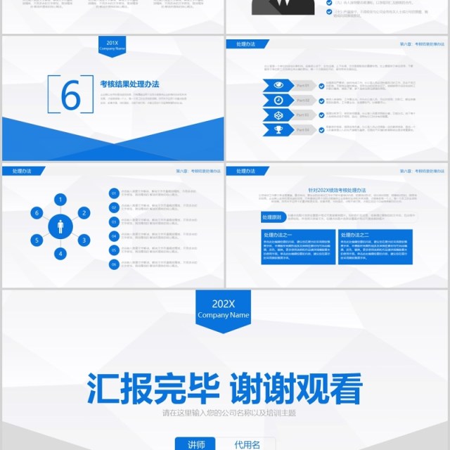 蓝色简约公司企业培训员工绩效考核管理ppt模板