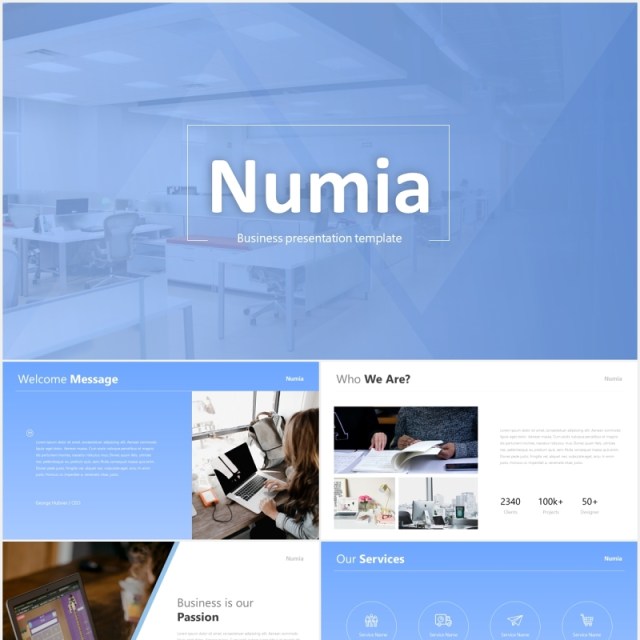 蓝色简约工作报告总结公司宣传PPT模板Numia - Blue 蓝色简约工作报告总结公司宣传PPT模板Numia - Blue