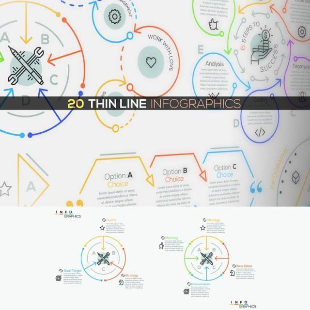 20组细线循环关系流程图箭头连接可视化信息图表AI矢量素材 20组细线循环关系流程图箭头连接可视化信息图表AI矢量素材
