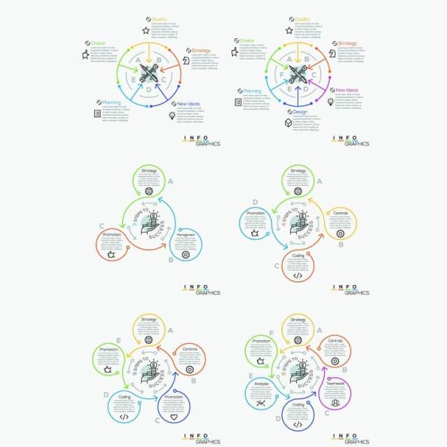 20组细线循环关系流程图箭头连接可视化信息图表AI矢量素材 20组细线循环关系流程图箭头连接可视化信息图表AI矢量素材