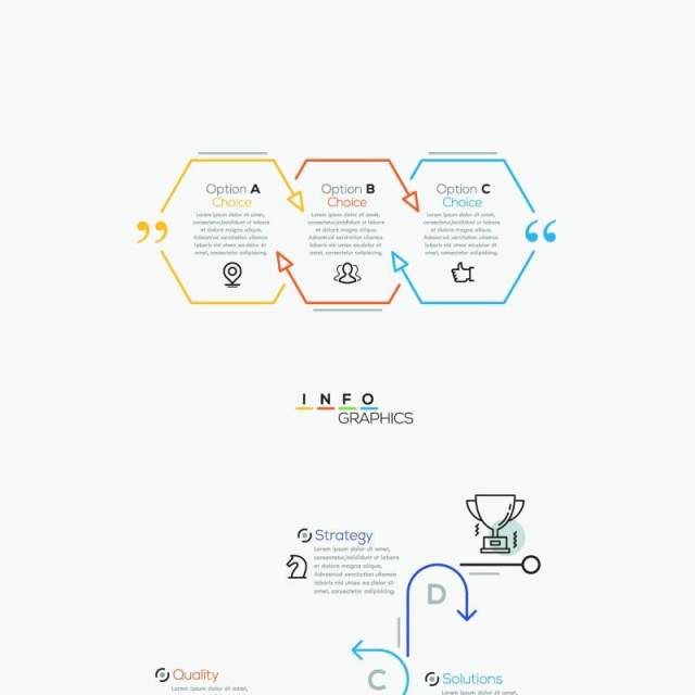 20组细线循环关系流程图箭头连接可视化信息图表AI矢量素材