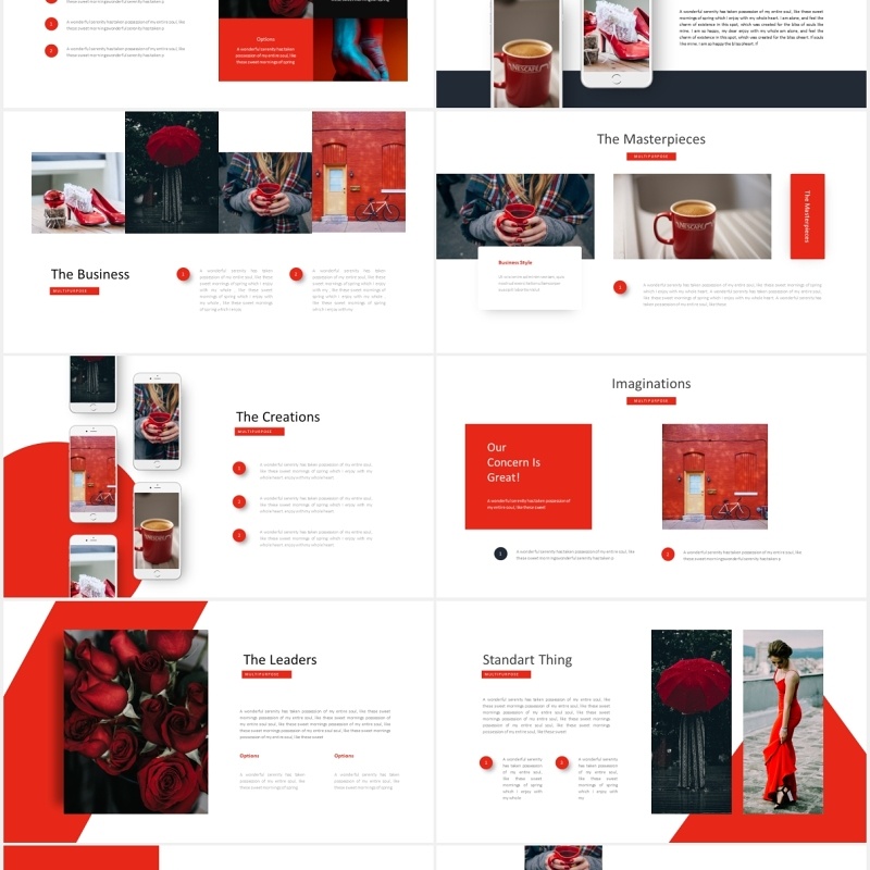 红色商业国外图片排版PPT模板Boost Business - Powerpoint Template