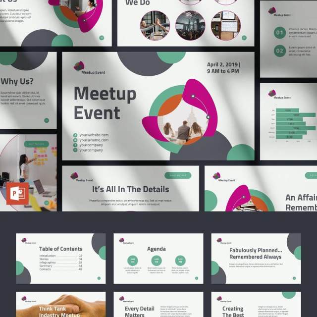 公开活动项目PPT版式模板Meetup Event PowerPoint Presentation Template