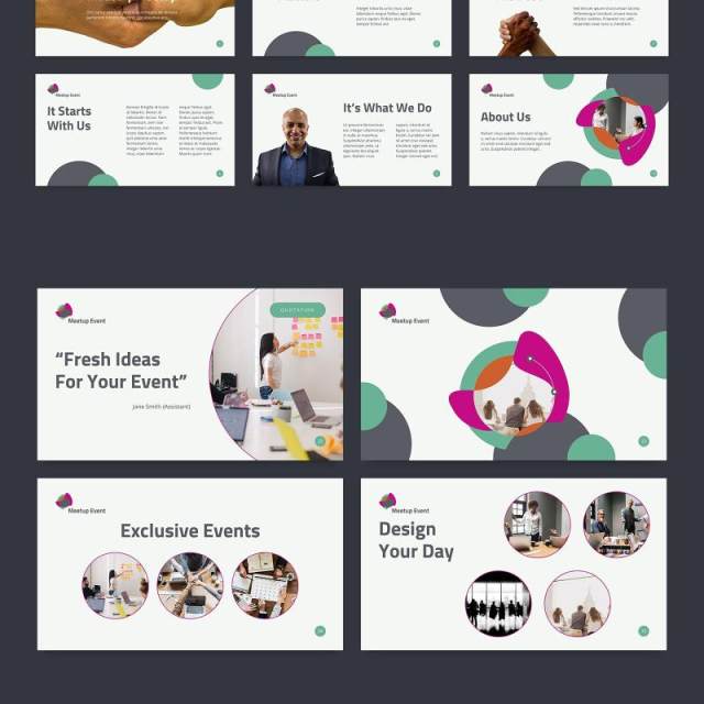 公开活动项目PPT版式模板Meetup Event PowerPoint Presentation Template