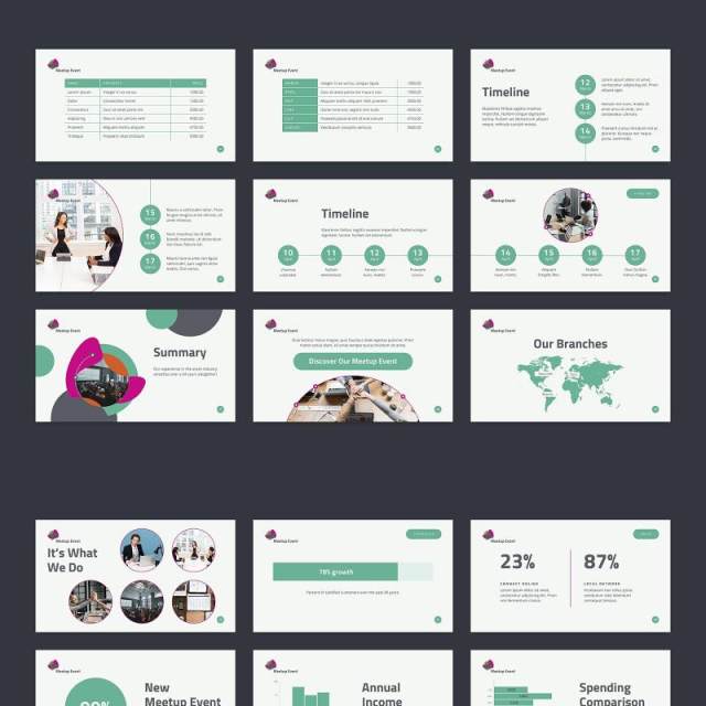 公开活动项目PPT版式模板Meetup Event PowerPoint Presentation Template