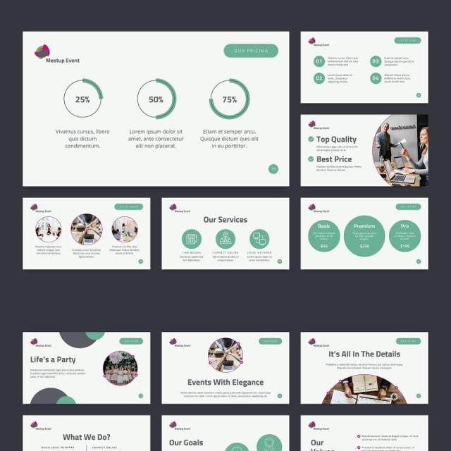 公开活动项目PPT版式模板Meetup Event PowerPoint Presentation Template