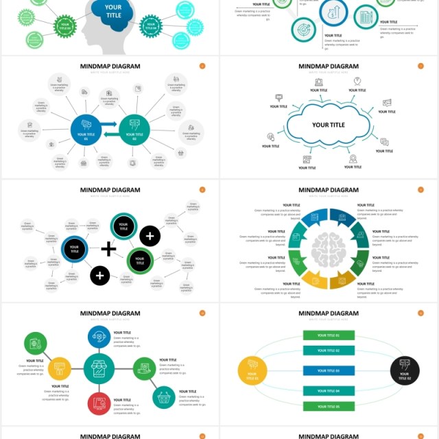 思维导图头脑风暴思维树PPT图表素材Mindmap Slides Powerpoint Template