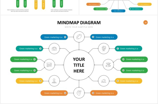 思维导图头脑风暴思维树PPT图表素材Mindmap Slides Powerpoint Template