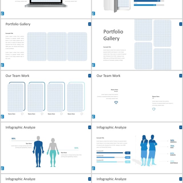 蓝色企业介绍产品用户分析PPT模板信息图表flowe powerpoint template