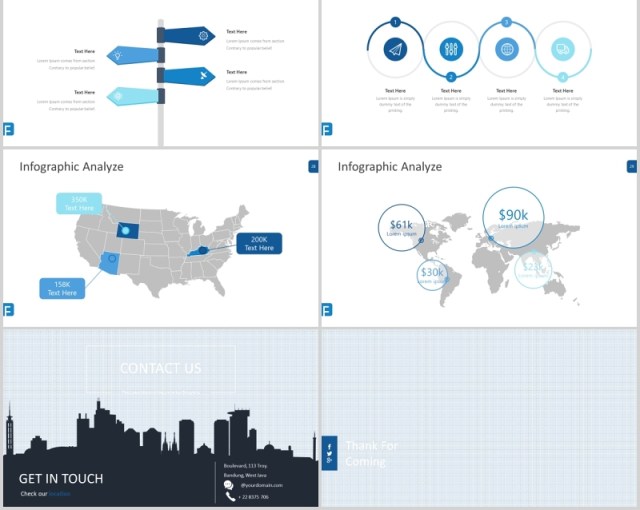 蓝色企业介绍产品用户分析PPT模板信息图表flowe powerpoint template