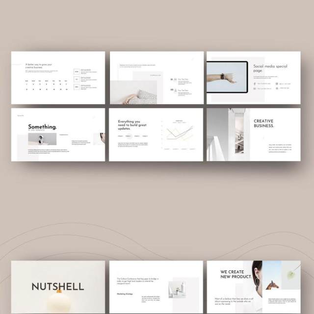 清新简约创意公司介绍PPT模板不含照片NutSell Clean Minimal Powerpoint Business