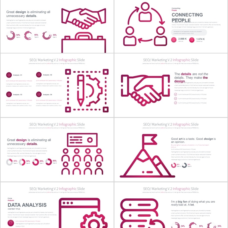 搜索引擎优化营销PPT信息图表素材SEO Marketing V.2 PowerPoint Infographics Slides