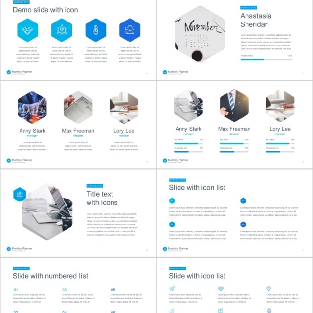 月度计划PPT模板信息图表素材monthly planner powerpoint template