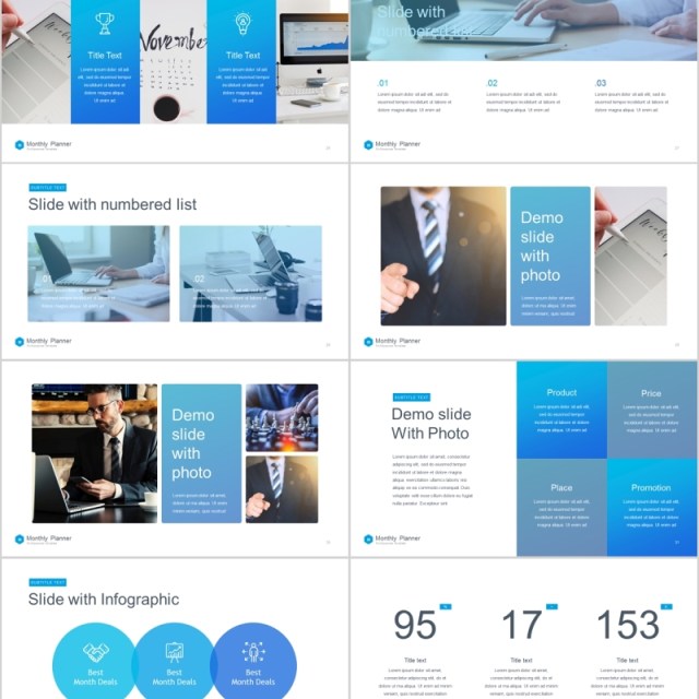 月度计划PPT模板信息图表素材monthly planner powerpoint template