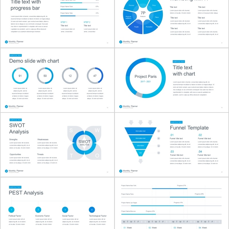 月度计划PPT模板信息图表素材monthly planner powerpoint template