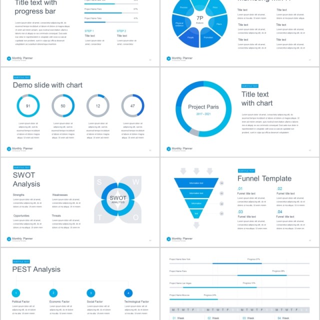 月度计划PPT模板信息图表素材monthly planner powerpoint template