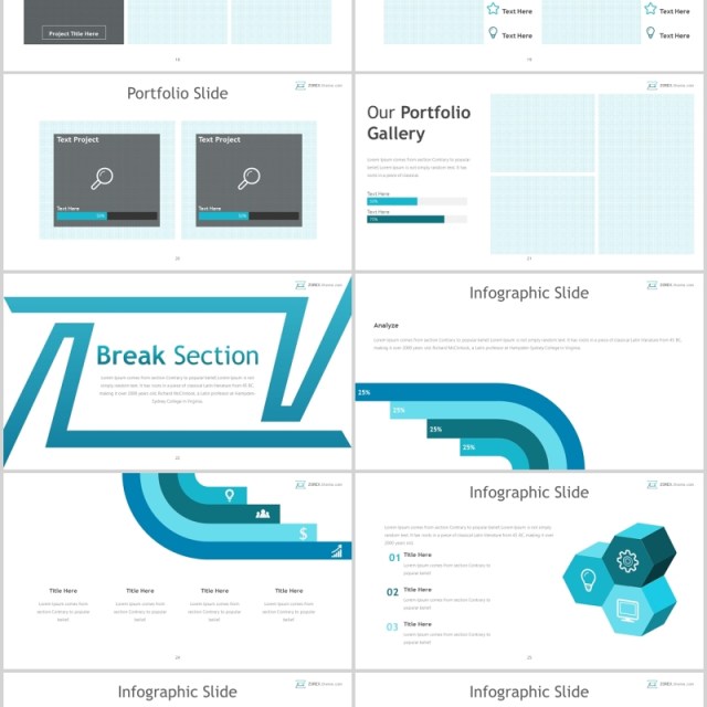 蓝色公司团队展示介绍PPT模板版式设计zorex powerpoint template