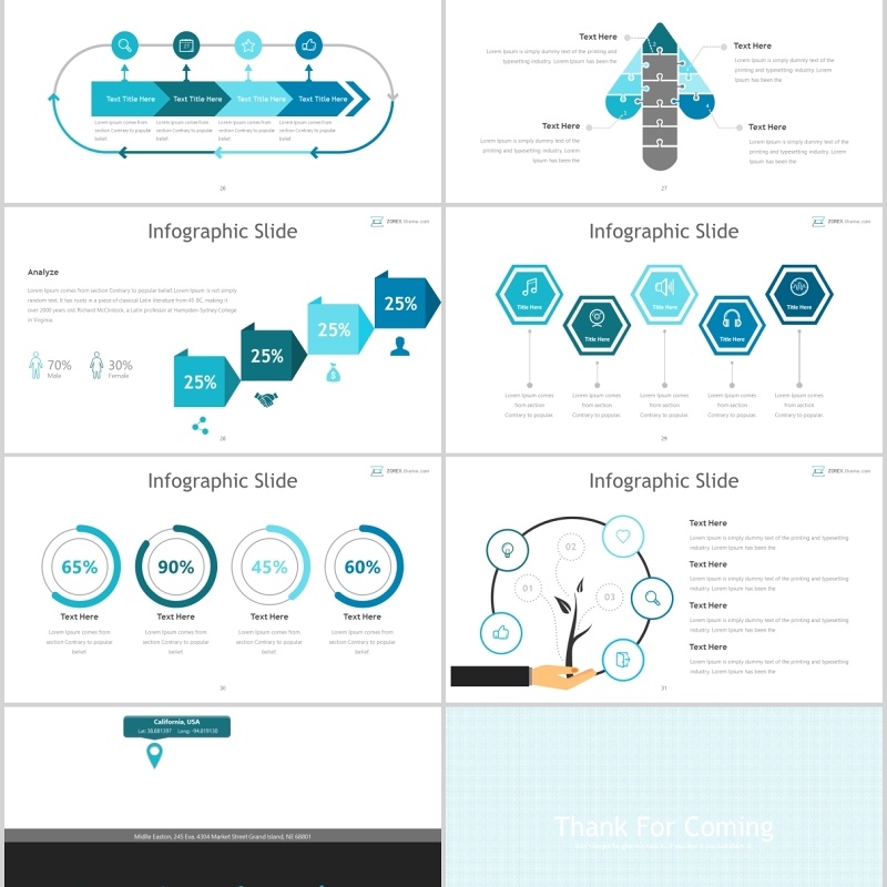 蓝色公司团队展示介绍PPT模板版式设计zorex powerpoint template