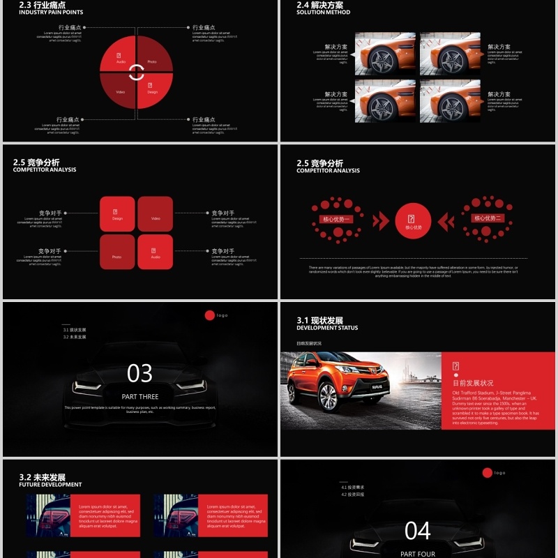 黑色汽车商业计划书动态PPT模板