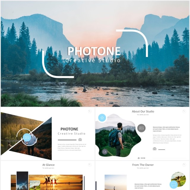 摄影电子照片展示国外PPT图片排版模板Photone Powerpoint Template