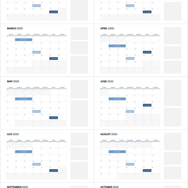 2020年日历月份时间计划安排图表PPT素材Calendar Powerpoint Slides 2020年日历月份时间计划安排图表PPT素材Calendar Powerpoint Slides