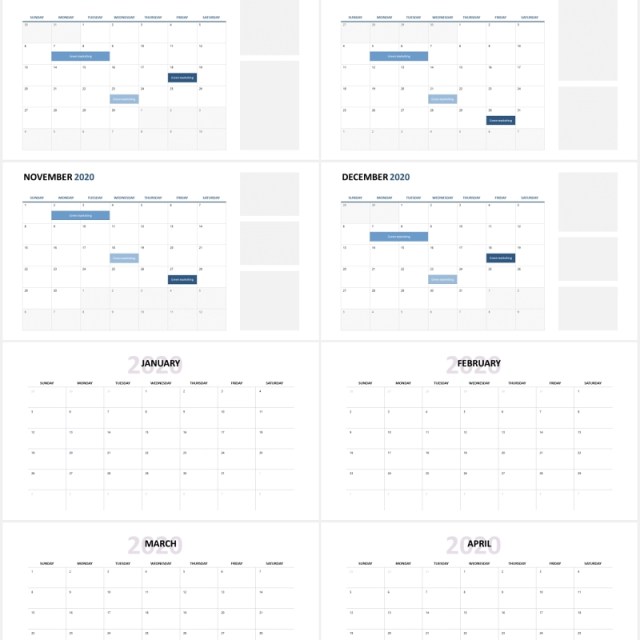 2020年日历月份时间计划安排图表PPT素材Calendar Powerpoint Slides 2020年日历月份时间计划安排图表PPT素材Calendar Powerpoint Slides