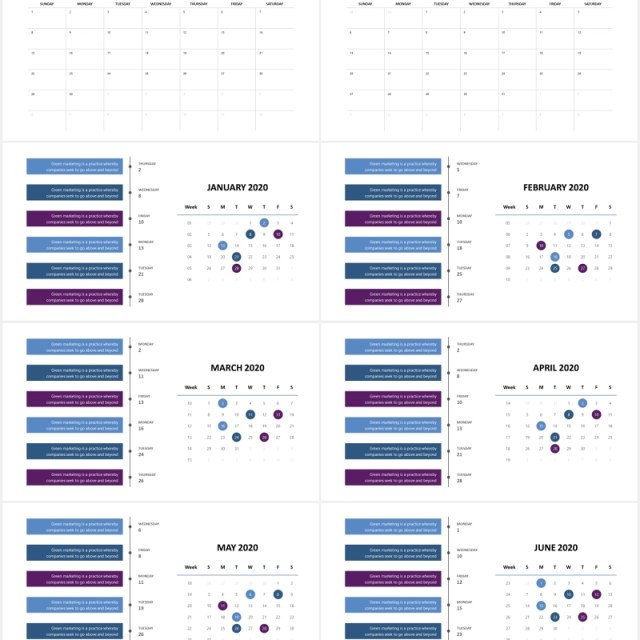 2020年日历月份时间计划安排图表PPT素材Calendar Powerpoint Slides