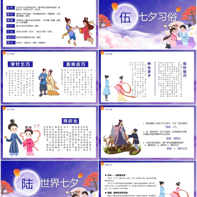 蓝色情定七夕情人节主题介绍PPT模板 蓝色情定七夕情人节主题介绍PPT模板
