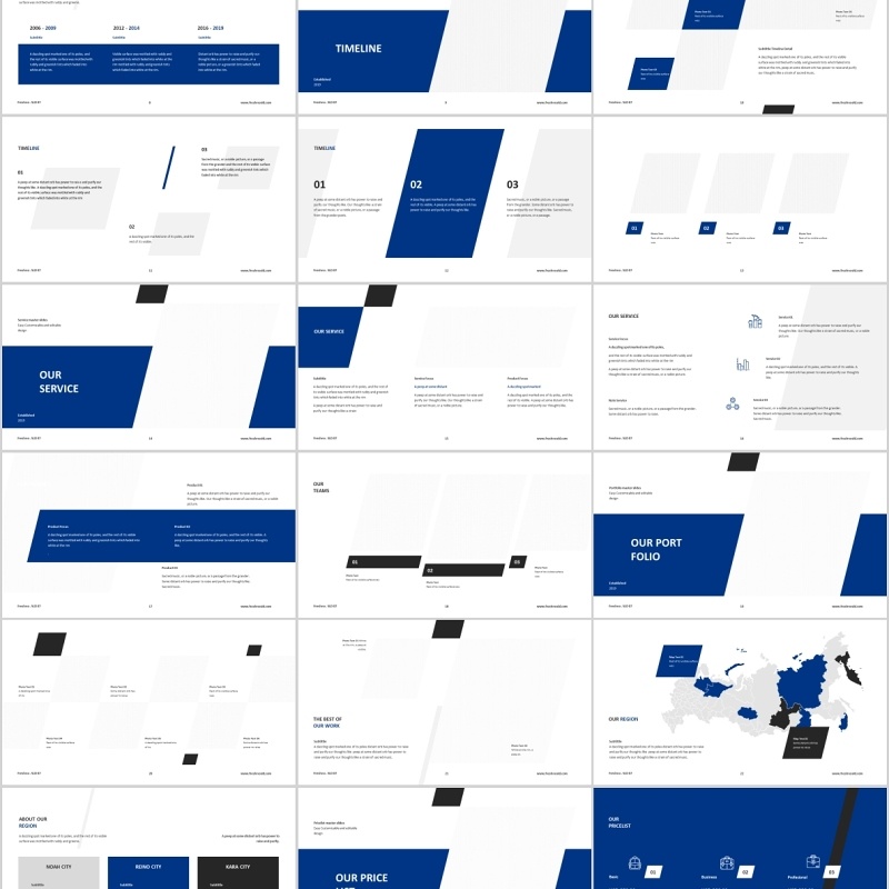 蓝色简洁产品展示PPT排版版式设计模板