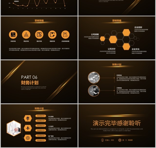 深色创业商务计划书PPT模板