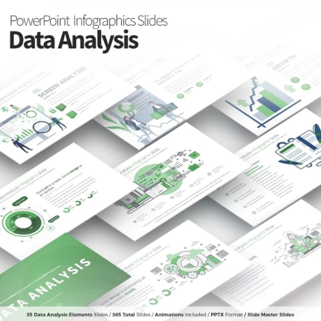 11套色系商业数据分析PPT信息图表幻灯片演示Data Analysis - PowerPoint Infographics Slides