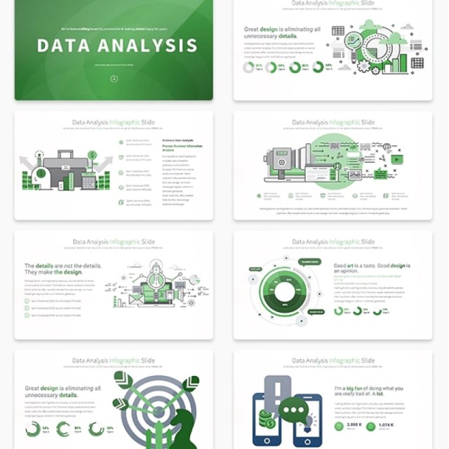 11套色系商业数据分析PPT信息图表幻灯片演示Data Analysis - PowerPoint Infographics Slides