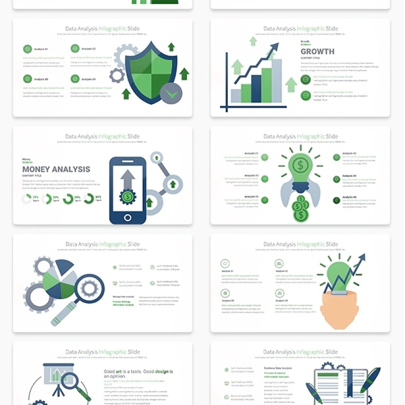11套色系商业数据分析PPT信息图表幻灯片演示Data Analysis - PowerPoint Infographics Slides