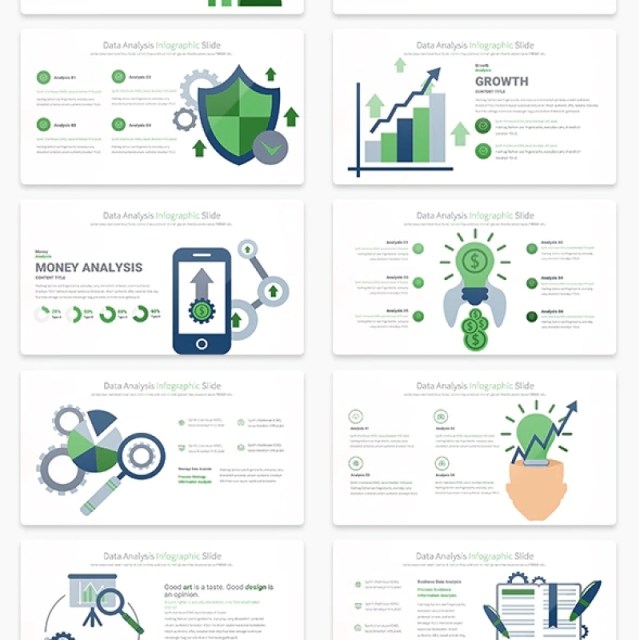 11套色系商业数据分析PPT信息图表幻灯片演示Data Analysis - PowerPoint Infographics Slides