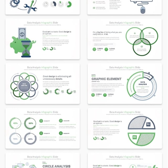 11套色系商业数据分析PPT信息图表幻灯片演示Data Analysis - PowerPoint Infographics Slides