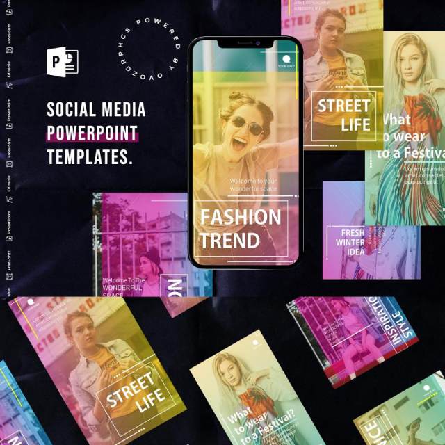 炫彩渐变亮丽手机竖版社交媒体杂志PPT版式模板不含照片Social Media PowerPoint Template 炫彩渐变亮丽手机竖版社交媒体杂志PPT版式模板不含照片Social Media PowerPoint Template