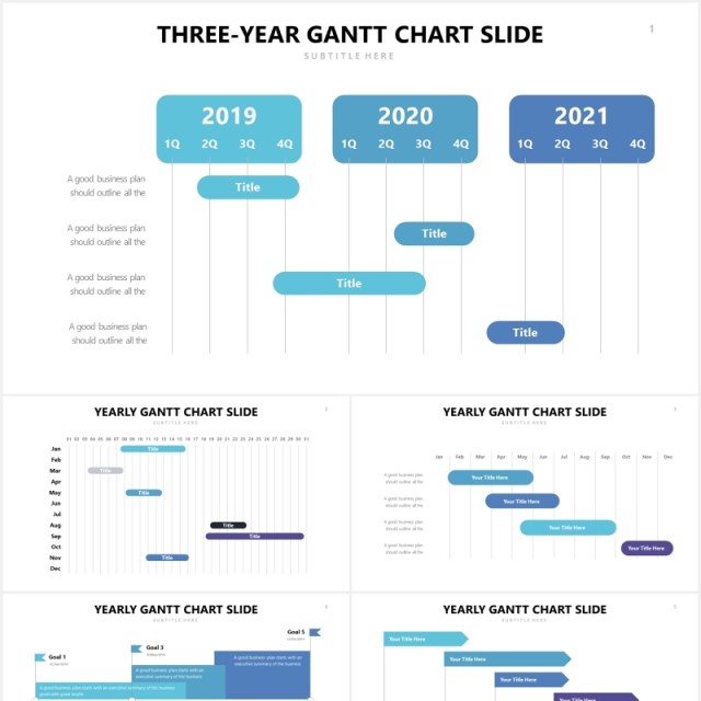 甘特图表格PPT信息图表素材Gantt Slides V4 Powerpoint Template