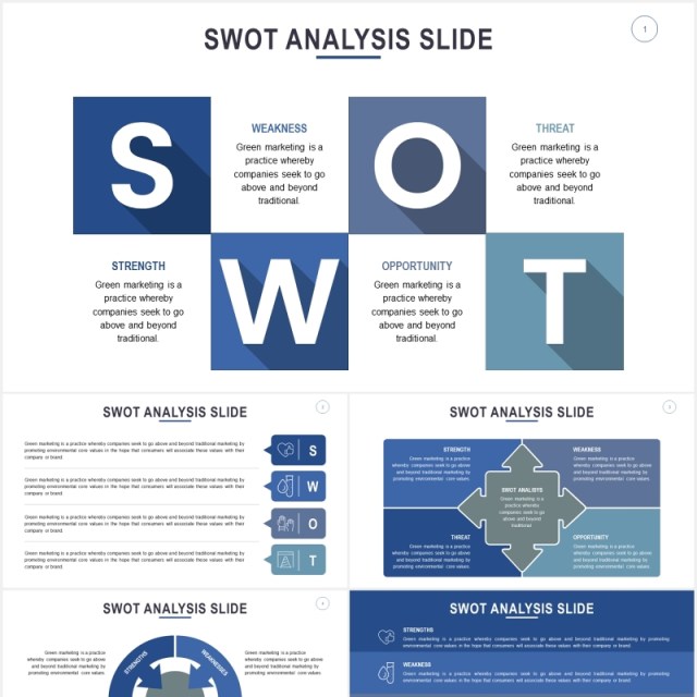 竞品分析模型PPT信息图表素材SWOT Analysis Slides Powerpoint Template