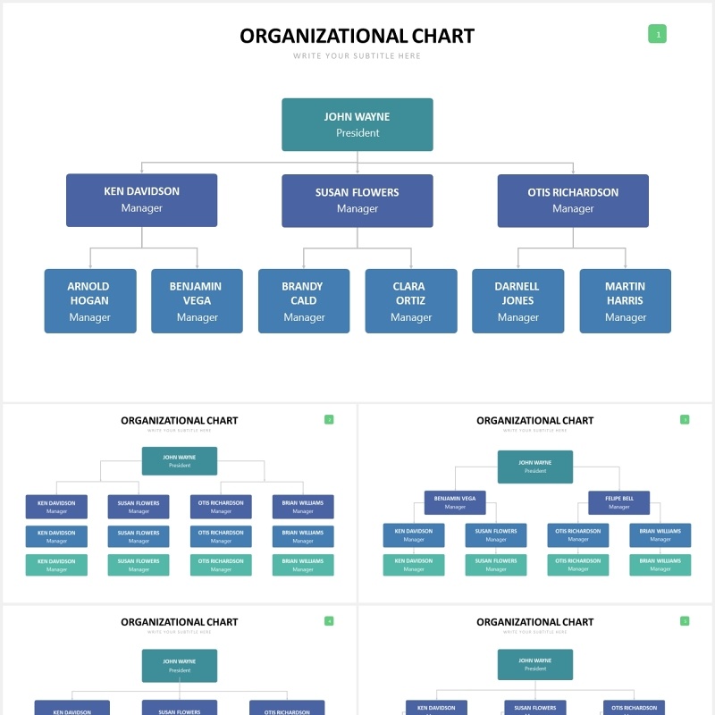 公司组织结构图PPT可视化图表素材Org Chart Slides Powerpoint Template