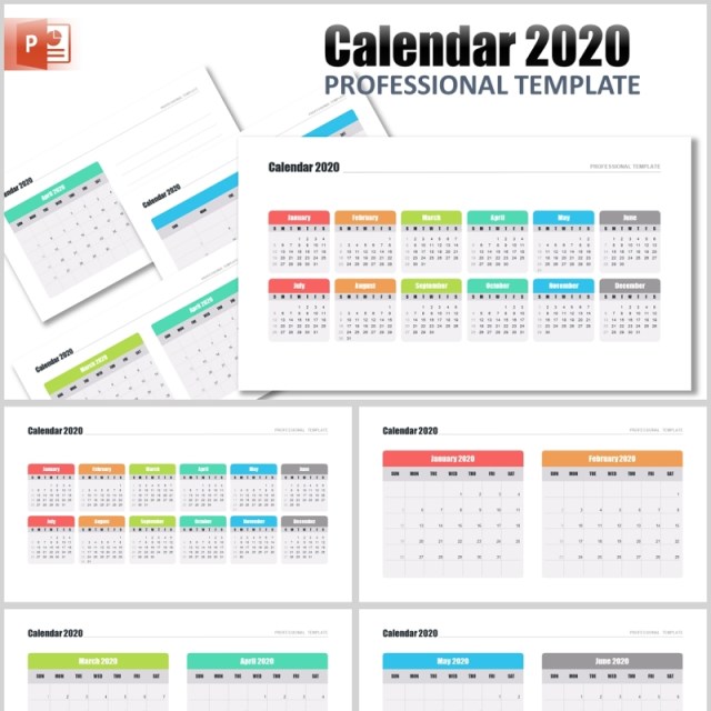 2020年日历PPT模板素材calendar 2020 for powerpoint