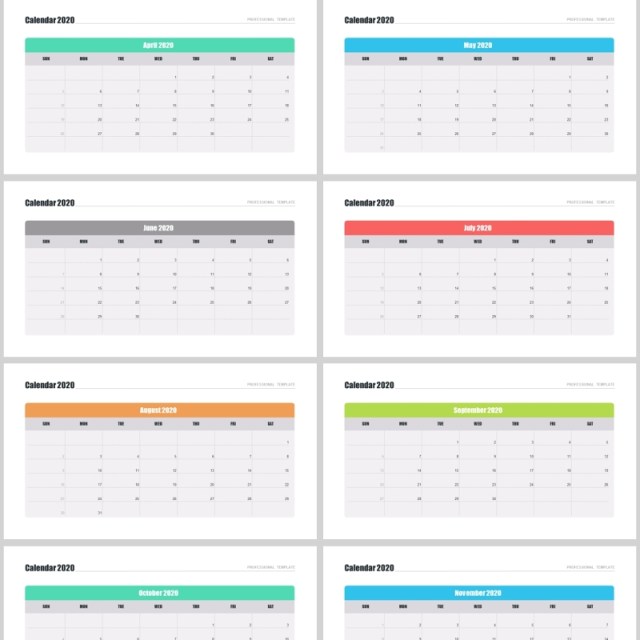 2020年日历PPT模板素材calendar 2020 for powerpoint
