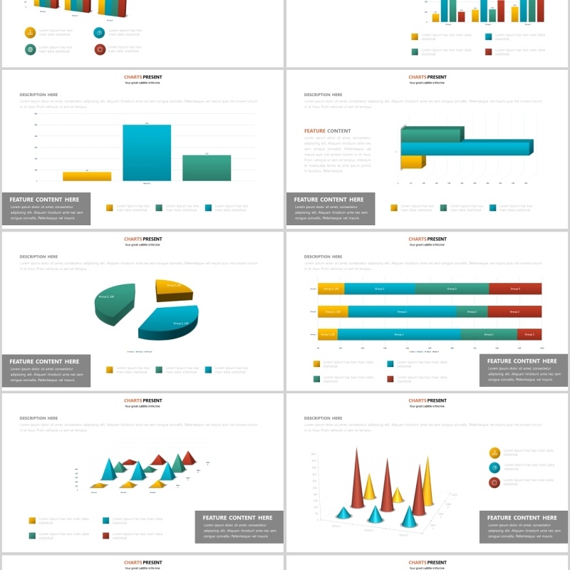 柱状图PPT信息图表模板可插图片Charts Powerpoint Template