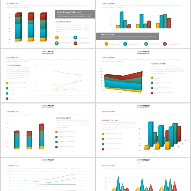 柱状图PPT信息图表模板可插图片Charts Powerpoint Template