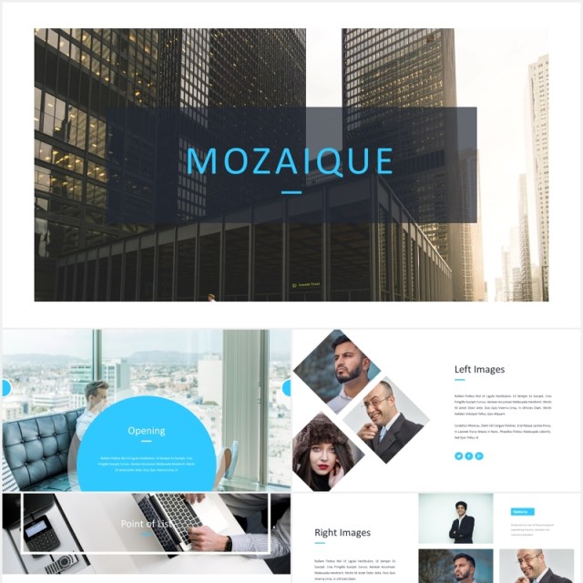 国外商务工作计划总结报告PPT模板Mozaique - Powerpoint Template