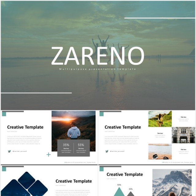 国外简约图片排版PPT图表模板zareno powerpoint template