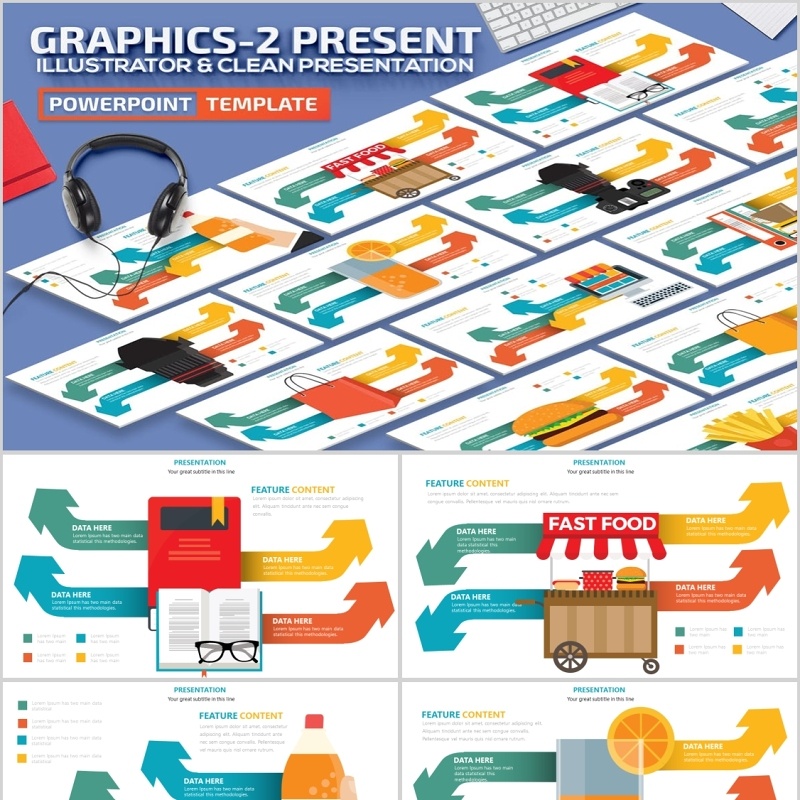 创意图形箭头条状PPT信息图表素材Graphics2 Powerpoint Presentation