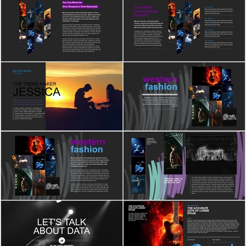 黑色时尚风格宣传介绍PPT模板Moda - Fashion & Style Powerpoint Template