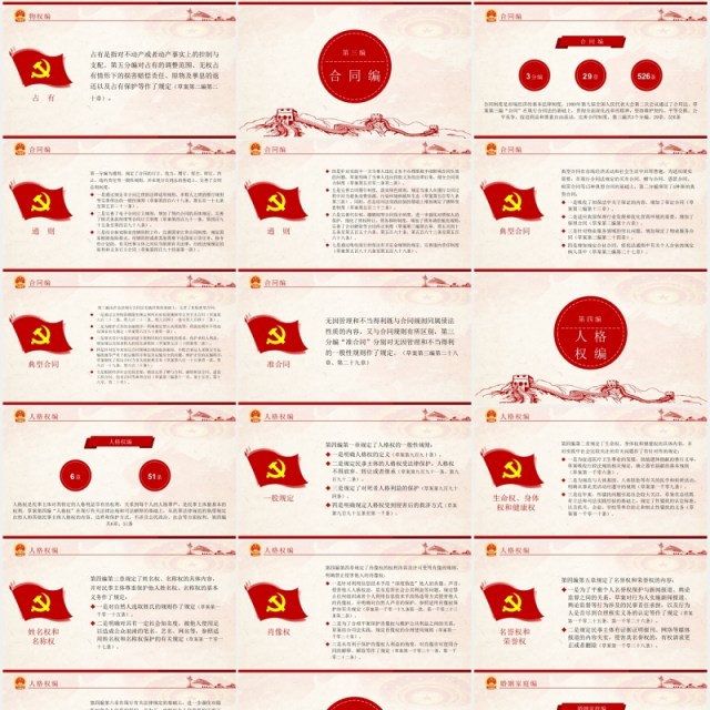 中华人民共和国民法典草案学习解读党课党建PPT模板 中华人民共和国民法典草案学习解读党课党建PPT模板